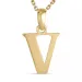 letter v ketting in verguld sterlingzilver met hanger in 9 karaat goud