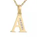 letter a zirkoon ketting in verguld sterlingzilver met hanger in 9 karaat goud