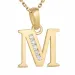 letter m zirkoon ketting in verguld sterlingzilver met hanger in 9 karaat goud