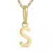 letter s ketting in verguld sterlingzilver met hanger in 9 karaat goud