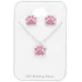 poot roze kristal set met oorbellen en ketting in zilver