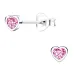 4 x 4 mm hart roze zirkoon oorsteker in zilver