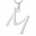 letter m ketting in zilver met hanger in zilver