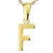 letter f ketting in verguld sterlingzilver met hanger in 8 karaat goud