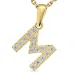 letter m zirkoon ketting in verguld sterlingzilver met hanger in 8 karaat goud