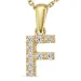 letter f zirkoon ketting in verguld sterlingzilver met hanger in 8 karaat goud