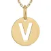 letter v ketting in verguld sterlingzilver met hanger in 8 karaat goud