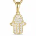 hamsa hand zirkoon ketting in verguld sterlingzilver met hanger in 9 karaat goud