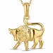 sterrenbeeld stier ketting in verguld sterlingzilver met hanger in 8 karaat goud