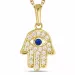 hamsa hand zirkoon ketting in verguld sterlingzilver met hanger in 8 karaat goud