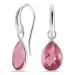 druppel pink kristal oorbellen in zilver