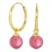 18 mm pink kristal creool in verguld zilver