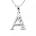 letter a zirkoon ketting in zilver met hanger in zilver