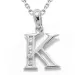 letter k zirkoon ketting in zilver met hanger in zilver