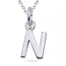 letter n ketting in zilver met hanger in zilver