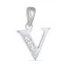 letter v zirkoon hanger in zilver