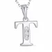 letter t zirkoon ketting in zilver met hanger in zilver