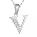 letter v zirkoon ketting in zilver met hanger in zilver