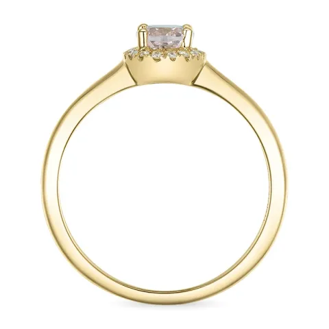 ovale morganiet diamant ring in 14 karaat goud 0,83 ct 0,09 ct