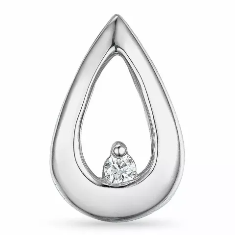 Druppelvormig diamant hanger in 14 caraat witgoud 0,03 ct