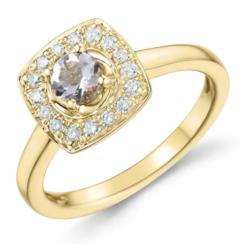 vierkant morganiet diamant ring in 14 karaat goud 0,32 ct 0,192 ct