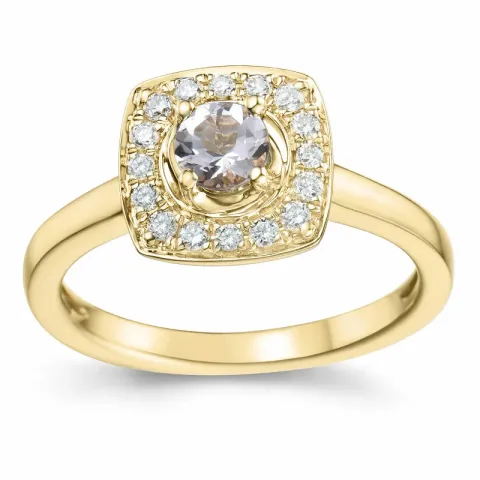 vierkant morganiet diamant ring in 14 karaat goud 0,32 ct 0,192 ct