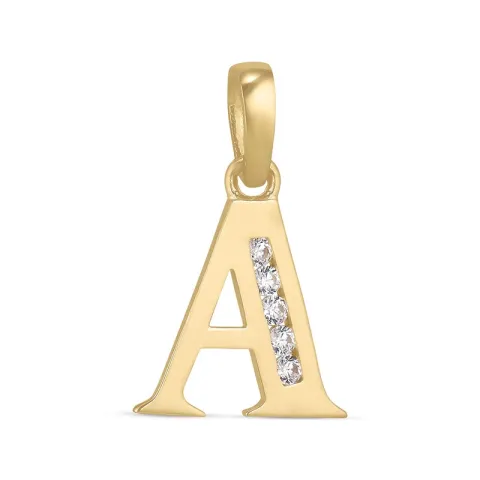 letter a zirkoon hanger in 9 karaat goud