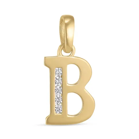 letter b zirkoon hanger in 9 karaat goud