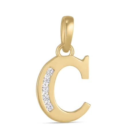 letter c zirkoon hanger in 9 karaat goud