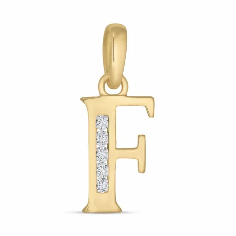 letter f zirkoon hanger in 9 karaat goud