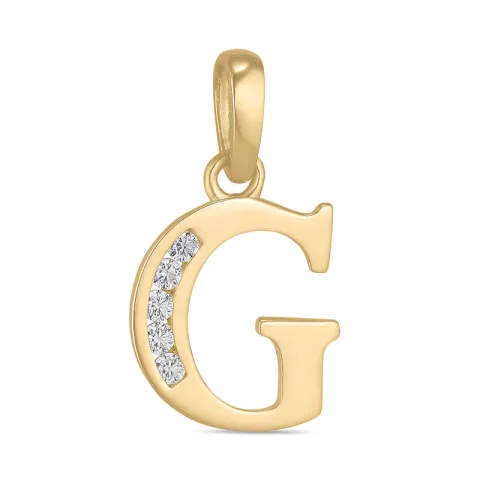 letter g zirkoon hanger in 9 karaat goud