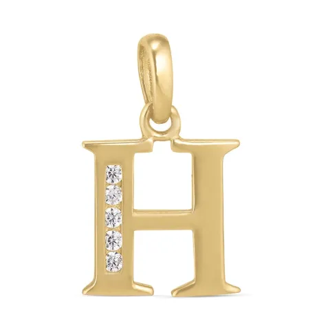 letter h zirkoon hanger in 9 karaat goud