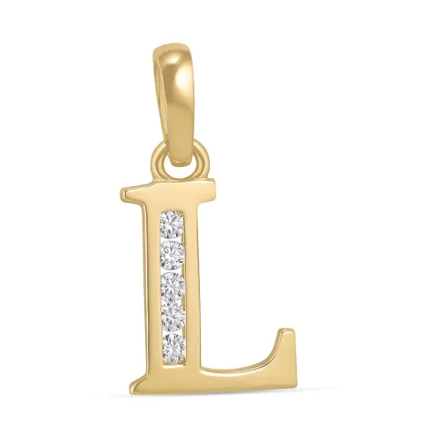 letter l zirkoon hanger in 9 karaat goud