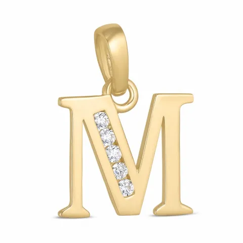 letter m zirkoon hanger in 9 karaat goud