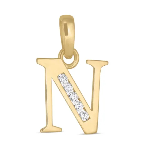 letter n zirkoon hanger in 9 karaat goud