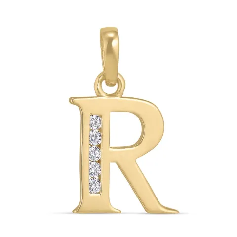 letter r zirkoon hanger in 9 karaat goud