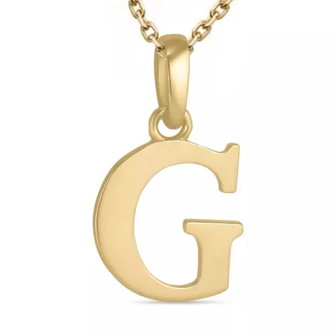 letter g ketting in verguld sterlingzilver met hanger in 9 karaat goud