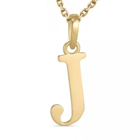 letter j ketting in verguld sterlingzilver met hanger in 9 karaat goud