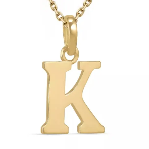 letter k ketting in verguld sterlingzilver met hanger in 9 karaat goud