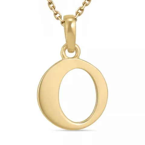 letter o ketting in verguld sterlingzilver met hanger in 9 karaat goud