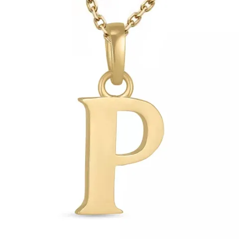 letter p ketting in verguld sterlingzilver met hanger in 9 karaat goud