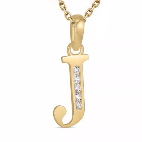 letter j zirkoon ketting in verguld sterlingzilver met hanger in 9 karaat goud