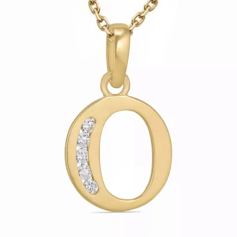 letter o zirkoon ketting in verguld sterlingzilver met hanger in 9 karaat goud