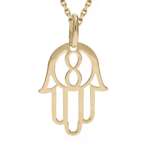 hamsa hand ketting in verguld sterlingzilver met hanger in 9 karaat goud