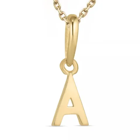 letter a ketting in verguld sterlingzilver met hanger in 9 karaat goud