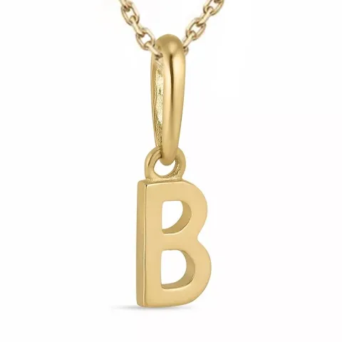 letter b ketting in verguld sterlingzilver met hanger in 9 karaat goud