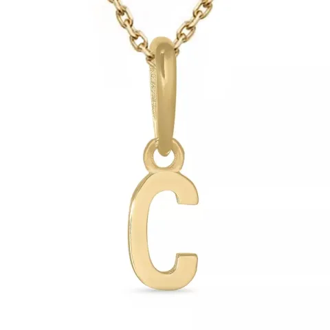 letter c ketting in verguld sterlingzilver met hanger in 9 karaat goud