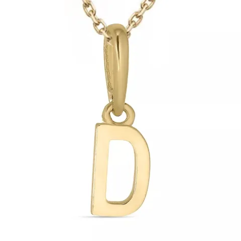 letter d ketting in verguld sterlingzilver met hanger in 9 karaat goud