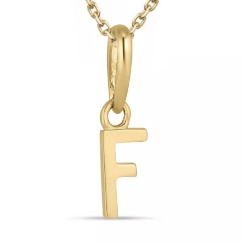 letter f ketting in verguld sterlingzilver met hanger in 9 karaat goud