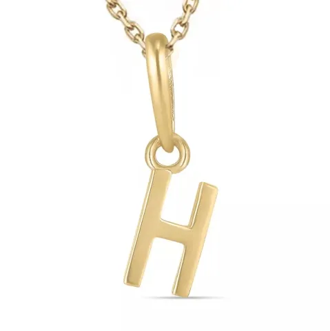 letter h ketting in verguld sterlingzilver met hanger in 9 karaat goud